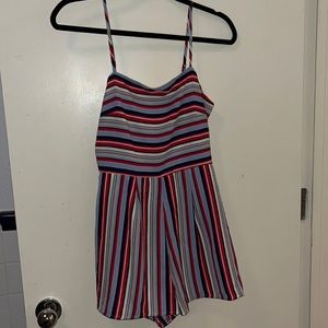 Trixxi Clothing Company, Red White & Blue Romper, Size Medium, Pin Stripes
